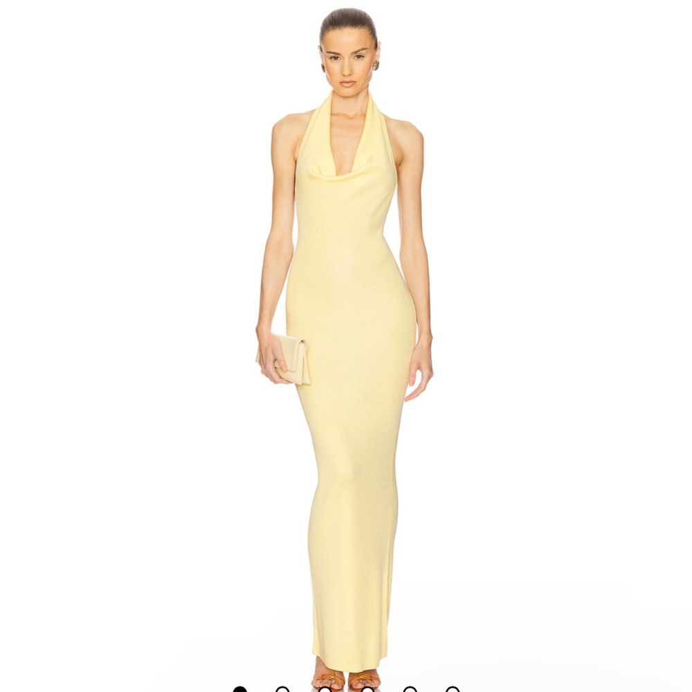 Elegant Yellow Off-Shoulder Maxi Dress - Picture 2 of 11